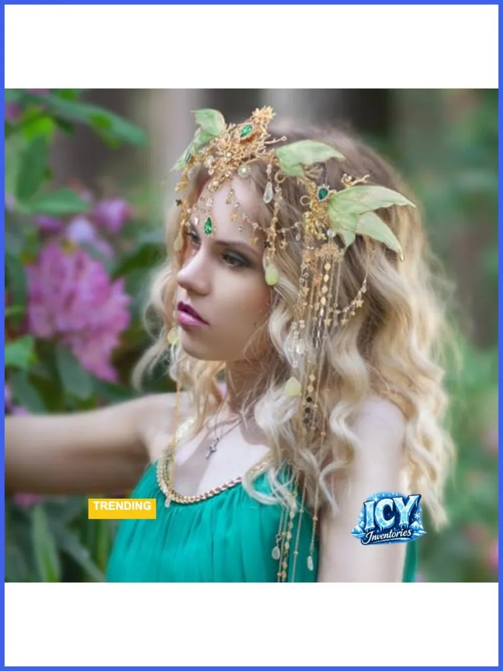 Elf Crown Headpiece with Butterfly Wings and Tassel - Renaissance Cosplay Hair